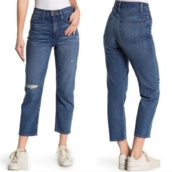 Madewell Cropped Classic Straight Distressed Jean Size 25 - Picture 2 of 12